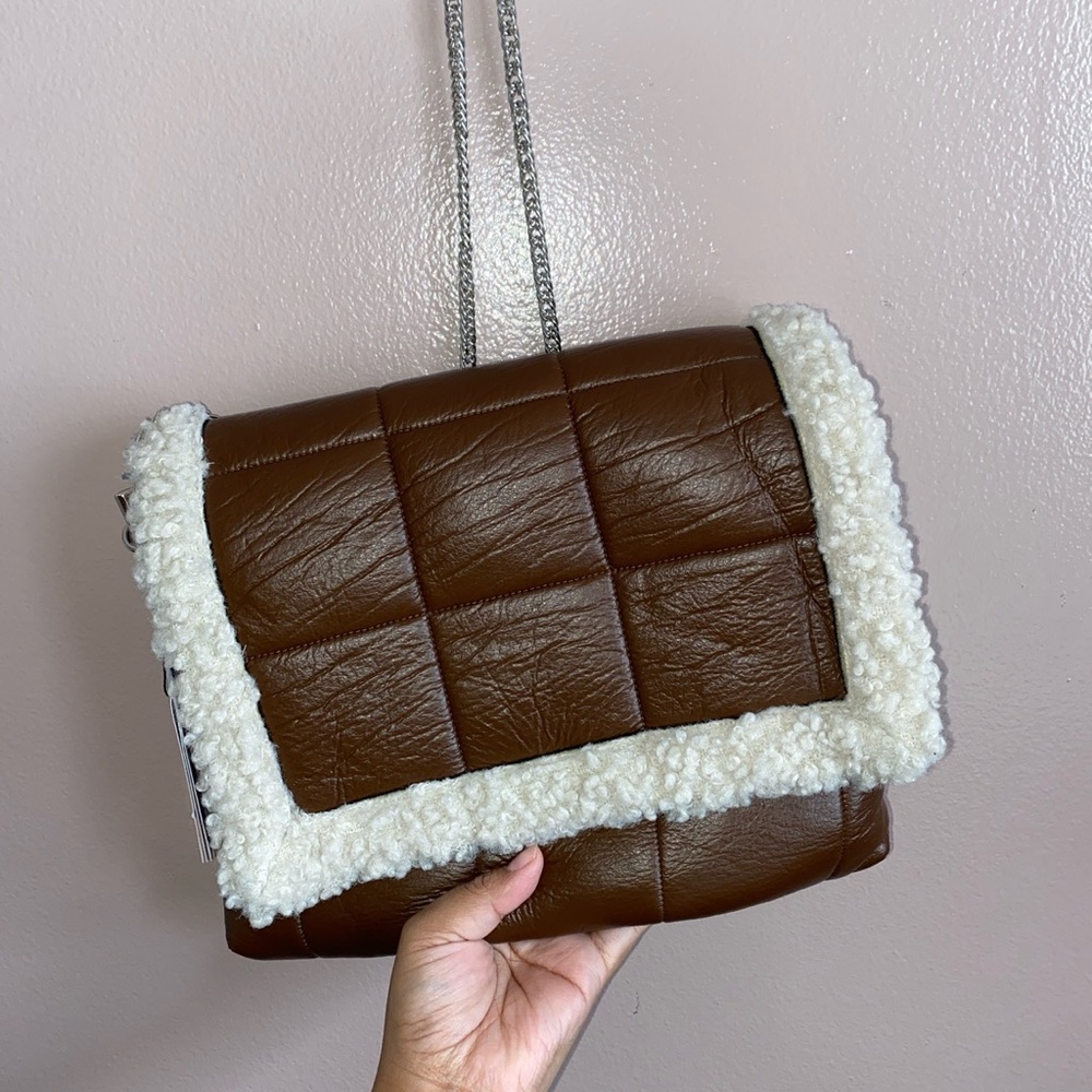 Chocolate Brown Faux Shearling Bag